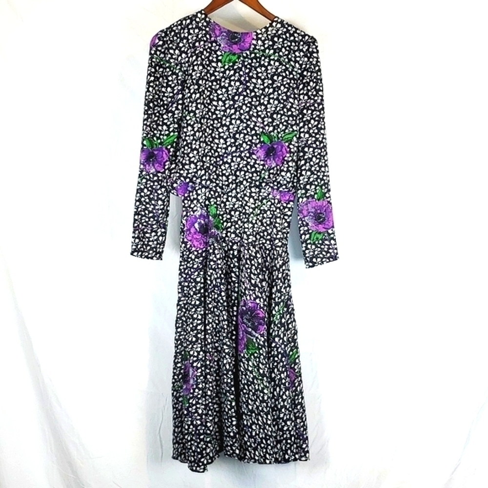 Vintage 80s Kono Floral‎ Midi Dress